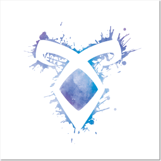 Shadowhunters rune / The Mortal Instruments - Angelic power rune voids and outline splashes (blue watercolour) - Clary, Alec, Izzy, Jace, Magnus - Malec Posters and Art